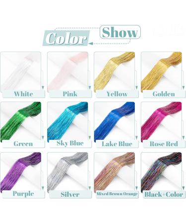 SEGO Hair Extension Tinsel Kit With Tools 12 Colors 2400 Strands Tinsel Hair Extensions 47 Inch Sparkling Shiny Hair Tinsel Highlights Glitter For Women Beauty Multi Color - 6 - Buy Online on GoSupps.com