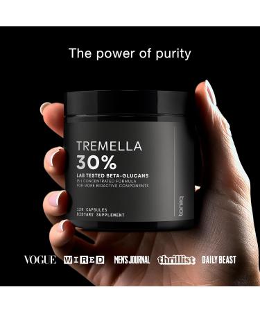 Tremella Mushroom Ultra High Potency 15:1 Extract with 30% Beta Glucans - Pure & Concentrated Formula - Third-Party Lab Tested for Purity & Quality - 120 Capsules 120 Count (Pack of 1) - Buy Online on GoSupps.com
