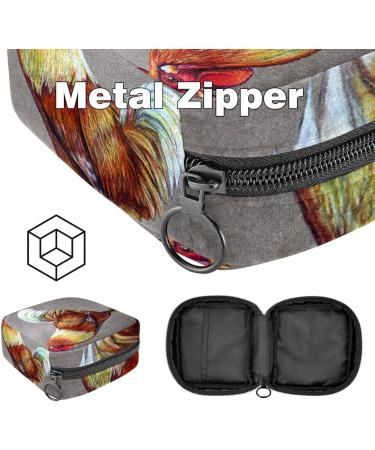 Menstrual Pad Bag with Zipper - Stylish Ladies Napkin Pouch & Tampon Collection Bag for Women & Girls (Animal Rooster Design) - Buy Online on GoSupps.com
