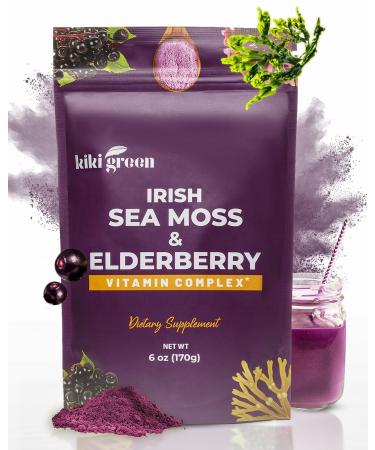 KIKI Green Sea Moss Powder with Elderberry Immune Boost Elderberry Juice - Elderberry Supplements Elderberry Drink Mix Vegan Elderberry Superfood Powder Multivitamin Powder -Immune Support 6 Oz - Buy Online on GoSupps.com
