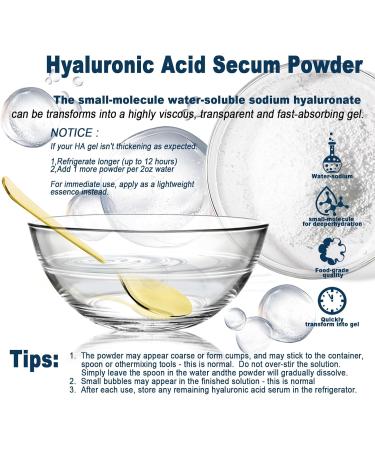 Pure Hyaluronic Acid Powder for Skin & Face (Sodium Hyaluronate) - Low Molecular Weight Cosmetic Grade DIY Serum Ingredient for Deep Hydration Acido Hialuronico en Polvo-Includes Scoop-60g(2.12oz) - Buy Online on GoSupps.com