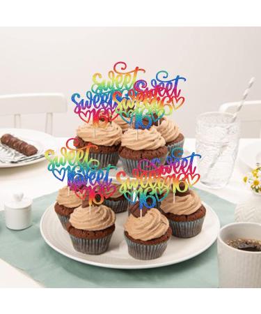 24 Pack 16th Birthday Cupcake Toppers Glitter Sixteen Happy Sweet 16 Cupcake Picks Cheers to 16 Years Old Cupcake Decorations for 16th Birthday Anniversary Party Cake Decorations Supplies Light Blue 3-rainbow - Buy Online on GoSupps.com