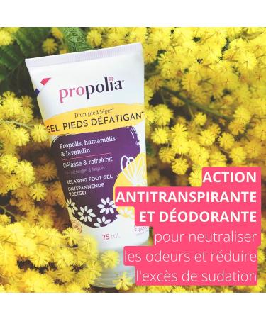PROPOLIA - Organic - Relaxing foot gel - Soothing sanitizing and antiperspirant - Fresh texture - Propolis Clary Sage Cypress Witch Hazel & Arnica - Made in France - 75 ml - Buy Online on GoSupps.com