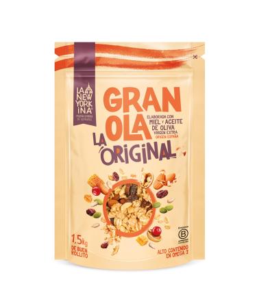 Granola Original 1 5 kg - Cuit l'Huile d'Olive Vierge Extra et Miel d'Asturies - Produits Naturels - Riche en Om ga 3 - Production 100% Artisanale - Emballage Recyclable - La Newyorkina