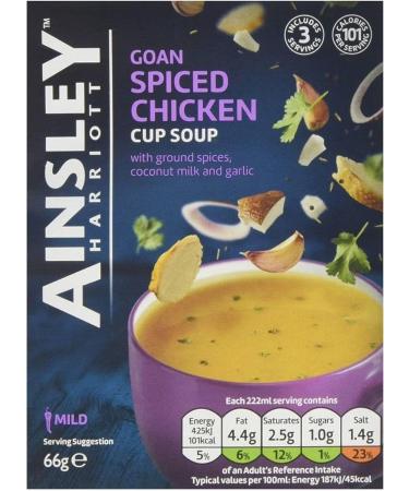 Ainsley Harriott Goan Spiced Chicken Cup Soup 66g Caribbean Cup Soup 60g East Indian Mulligatawny Cup Soup 87g & Scottish Chicken & Leek Cup Soup 60g (8 Pack Mixed Bundle) - Buy Online on GoSupps.com