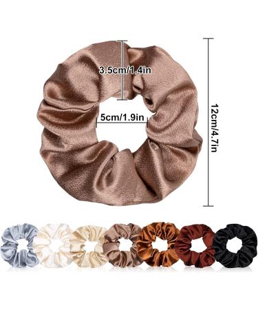 Whaline Silk Satin Hair Scrunchies Elastic 7 Colors Hair Tie Bands Traceless Large Hair Bands Non-Slip Ponytail Holder Ropes Hair Accessories for Women Girl Thick Thin Hair (Brown & Blue Series) - Buy Online on GoSupps.com