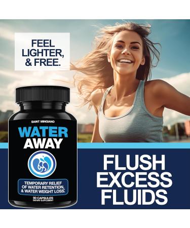Water Away Pills for Fast Relief from Water Retention & Bloating - 90 Capsules for Swollen Ankles Feet & Legs - Effective Water Loss Aid for Men & Women - Buy Online on GoSupps.com