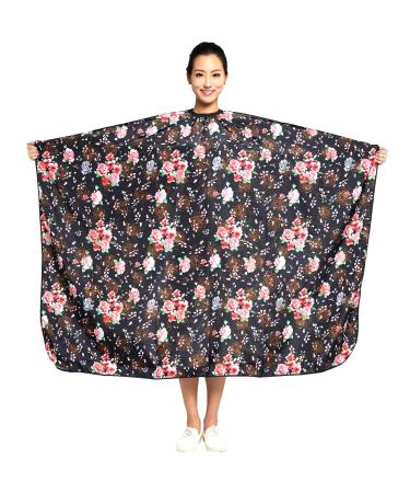Professional Hair Stylist Color Cape Shampoo&Cutting Hairdressing Capes with Snap Closure Rose Flower Waterproof Hairdresser Cloth Barber Gown Wrap 55"x63" (Rose)