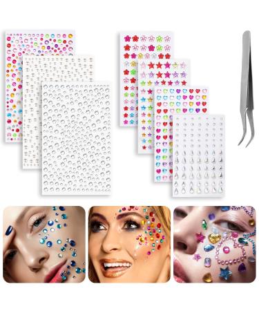 XANGNIER 1323Pcs Face Gems Self Adhesive Face Jewels Diamonds Eye Jewels Rhinestones with Tweezers Hair Pearls Stick on Glitter Rhinestone Stickers for Makeup Nail Body Crafts Festival Accessories