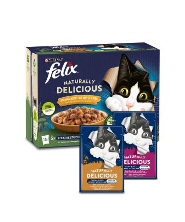 Felix Naturally Delicious Cat food wet variety of flavors from the meadow with vegetables in jelly 6 Pack (10 x 80g) from the meadow 133.33 ml (6 Pack)