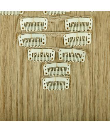 Clip-In Hair Extensions - Ash Blonde & Bleach Blonde Mix 8 Wefts 66cm Length 140g - Realistic Hairpieces for Volume & Length - Buy Online on GoSupps.com