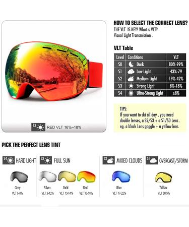 Shop Sposune OTG Ski Goggles - Anti-Fog Spherical Dual Lens UV400 Protection for Men & Youth Snowboard & Snowmobile Eyewear - Buy Online on GoSupps.com