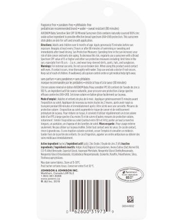 Aveeno Baby Sensitive Skin Mineral sunscreen stick Spf 50 With 100% Zinc Oxide for Face & Body Sweat- & Water-resistant Kids sunscreen stick Travel Size 13 Grams - Buy Online on GoSupps.com