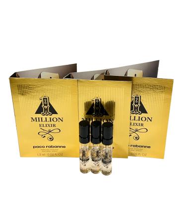 Paco Rabanne 1 MILLION ELIXIR Intense Perfume MEN spray vial perfume 1.5 ml / 0.05 fl oz - Set of 3