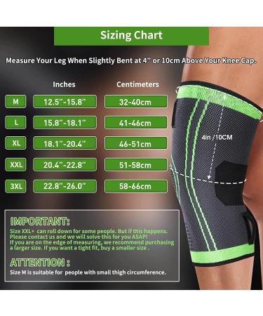 Premium Knee Sleeve Brace with Adjustable Straps - Arthritis Pain Relief for Running & Training - Men's/Women's - Large GREEN01 - Buy Online on GoSupps.com