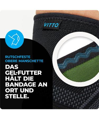 Vitto Kniebandage for Men & Women - Knee Pain Relief Arthrosis Meniscus Support Strength Sports (Size S Adjustable Straps) - Buy Online on GoSupps.com