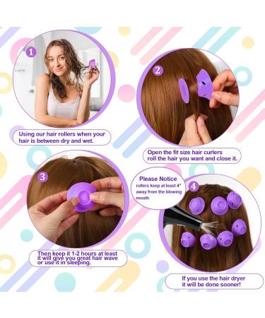 40 Pieces Silicone Curlers - Heatless Big Magic Hair Curlers for Long & Short Hair - Easy Overnight Curls (Purple) - Buy Online on GoSupps.com