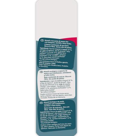 Organic Low Sugar Muesli Krunchy with Red Fruits 375g (Blueberries - Raspberry - Oats) - Buy Online on GoSupps.com