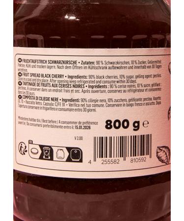 KoRo - Morello cherry spread 90% fruit 4 x 800 g - Made with only three ingredients - Intense black cherry flavor - Spreadable - Vegan - Buy Online on GoSupps.com