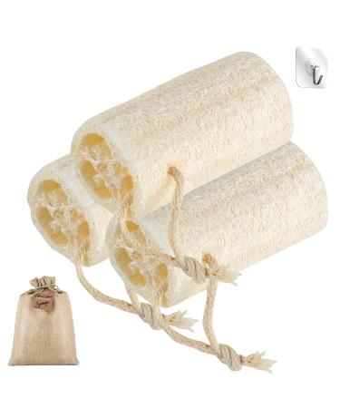 Natural Loofah Sponge - Loofah Sponge for Women Men - Exfoliating Loofah,Body Scrubber for Skin Care, 3 Loofa Pack, More Radiant Appearance, Eco Friendly