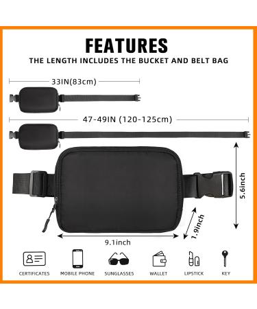 Unisex Waterproof Mini Fanny Pack with Adjustable Strap - Ideal for Outdoor Activities - Black - Buy Online on GoSupps.com