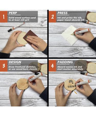 SUIUBUY Scorch Pen Marker - 4 PCS Chemical Wood Burner Set for Crafts - Versatile Kit with Fine Round, Bullet, and Oblique Tip - Buy Online on GoSupps.com