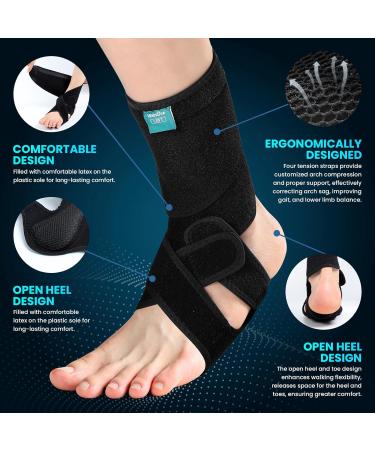 Welnove 2 Pack Drop Foot Brace with Arch Support - AFO Ankle Brace for Walking Relieve Foot Drop & Lower Limb Instability | Left & Right Included - Buy Online on GoSupps.com