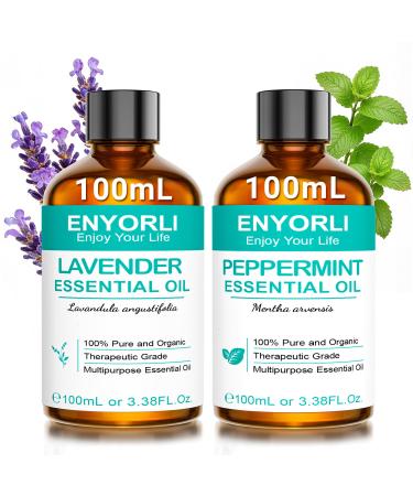 ENYORLI Lavender & Peppermint Essential Oil Bundle for Romantic Atmosphere Aromatherapy Set for Diffuser and Home