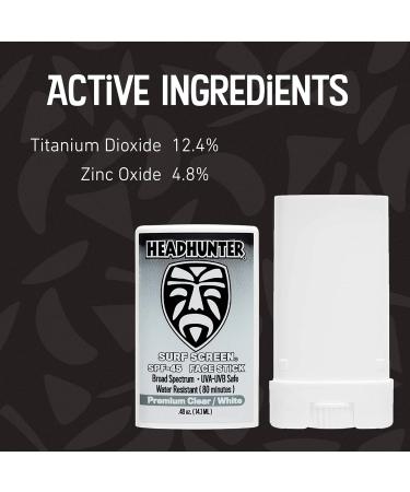 Headhunter Sunscreen Face Stick SPF 45, Waterproof Surf Sunblock for Waterman, Water-Resistant Facial Sunscreen for Ultra-Sport Protection and Solar Defense (80 min), Clear White (3 pack) 1 Count (Pack of 3) - Buy Online on GoSupps.com