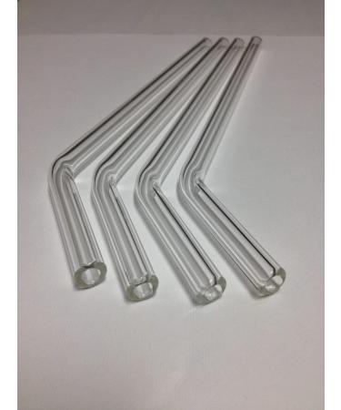 TSS Clear Glass Drinking Straw Bent 8 Inch Set of 4, 9.5mm with Brush
