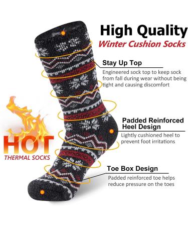 Monill Warm Thermal Socks - Unisex Insulated Heated Winter Crew Socks | Snowflake Design | Medium Size - Buy Online on GoSupps.com