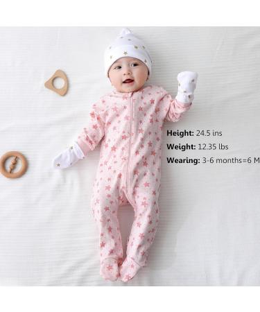 MAMIMAKA Baby Girls 6-9 Months Footed Pajamas - Hedgehog, Fox, Stars Design - Buy Online on GoSupps.com