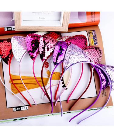 REQO 18 Pieces Cat Ears Headbands Set Cute Glitter Cat Head Accessories Flashing Girls Sequins Headdress Party Supplies For Night Clubs Raves Concert Party Christmas Halloween Adults Kids child - Buy Online on GoSupps.com