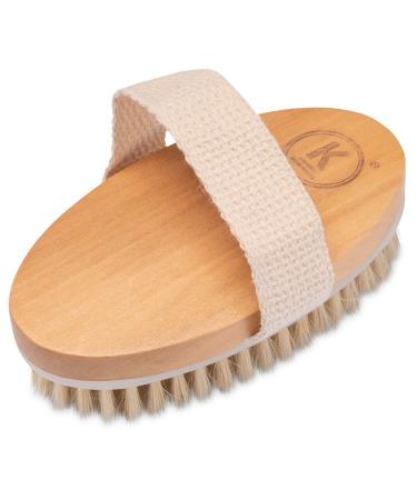 K-Pro dry brush body brush natural bristles - cellulite wooden body brush