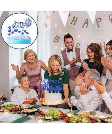 Happy 50th Birthday Cake Toppers Blue Personalised for Men Women Him Her 6 Star 5 Heart Customised 50th Birthday Cupcake Cake Toppers Decoration for 50th Bithday Party Happy Birthday Sign for Cake - Buy Online on GoSupps.com