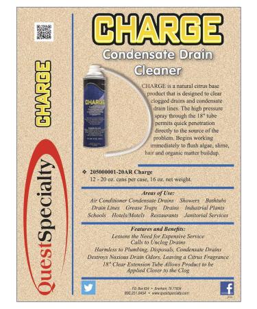 CHARGE Condensate Drain Cleaner - Case of 12 (20 oz.) | Effective & Fast-Acting Drain Solution for International Shipping - Buy Online on GoSupps.com