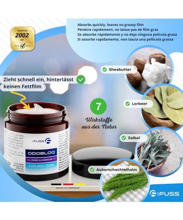  Mr. Fuss Mr. Fuss ODOBLOQ Deodorant Cream for Sweaty Feet and Strong Odors Aluminum-Free 100 ml Cream for Men and Women - Buy Online on GoSupps.com