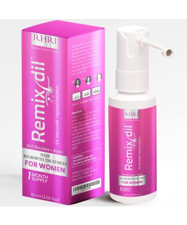 Remixidil Women s 5% Minoxidil Spray | Hair Regrowth Treatment for Women | Clinically Proven Formula for Hair Loss and Hair Growth | Unscented Topical Spray Treatment for Thinning Hair |1 to 2 Month Supply