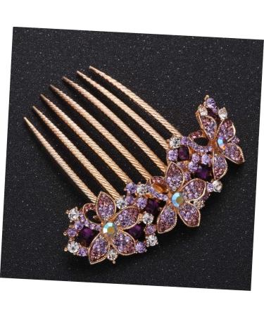 Angoily Flower Bridal Hair Comb Prom Headpiece Wedding Hair Clip Hair Teasing Comb Flower Hair Accessories Rhinestone Hair Accessories Hair Topper Bride Alloy Crystal Purple - Buy Online on GoSupps.com