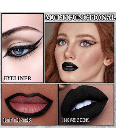 Buy 2 PCS Black Matte Lip Liner & Liquid Lipstick Set | Waterproof High Pigment Lip Gloss for Halloween & Cosplay | Non-Sticky Velvet Finish - International Shipping Available - Buy Online on GoSupps.com