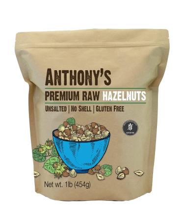 Anthony's Raw Hazelnuts, 1 lb, Gluten Free, Non GMO, Unsalted, No Shell