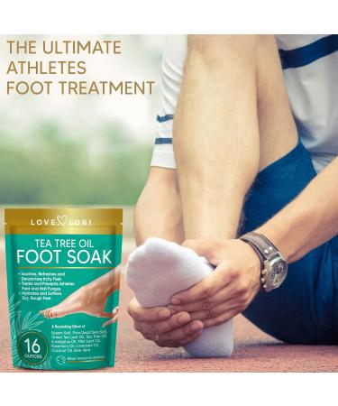 LOVE LORI Tea Tree Oil Epsom Salt Foot Soak 16oz Pedicure & Spa Soaking Salts for Dry Cracked Feet Natural Essential Oils - Buy Online on GoSupps.com