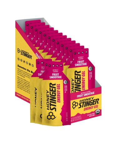 Honey Stinger Organic Fruit Smoothie Energy Gel Gluten Free & Caffeine Free for Exercise Running and Performance Sports Nutrition for Home & Gym Pre and Mid Workout 12 Pack 13.2 Ounce Fruit Smoothie 1.1 Ounce (Pack o