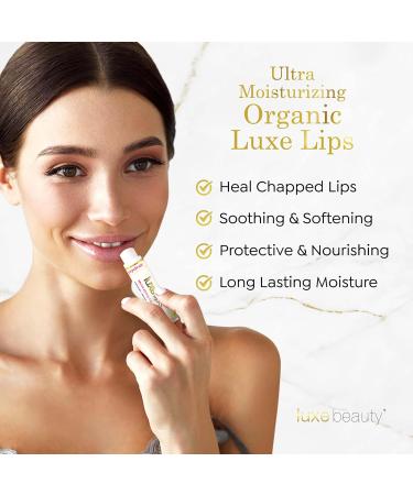 Luxe Beauty Organic Lip Moisturizer - No Beeswax No Petroleum | Hydrating Lip Care for Dry Chapped Lips | 4-Pack Essential Flavors - Buy Online on GoSupps.com