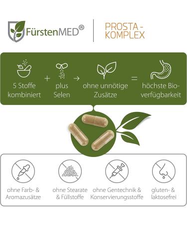F rstenmed Prosta Complex - High-Dose Prostate Capsules with Pumpkin Seed Oil Pomegranate Nettle Soy Lycopene & Selenium - Additive-Free Formula for Optimal Health - Buy Online on GoSupps.com
