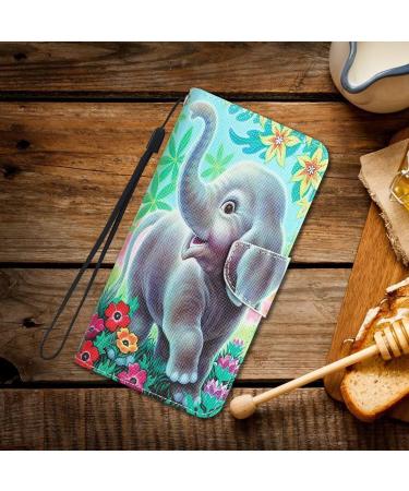 Didan Samsung Galaxy A7 2018 Case - Colorful PU Leather Flip Cover with Stand Full Body Protection Elefant & Flower Motif - Buy Online on GoSupps.com