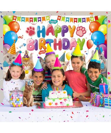 Cat Happy Birthday Backdrop Cat Birthday Party Decorations Kitten Photography Background for Pets Kitty Lover Kids Cat Theme Birthday Party Supplies - Buy Online on GoSupps.com