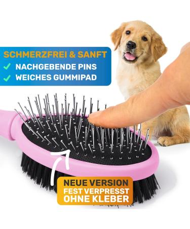 Bluepet Double-Decker 2-in-1 Dog Brush | Long & Short Hair | Perfect for Puppies & Cats | Daily Fur Care Tool - Pink - Buy Online on GoSupps.com