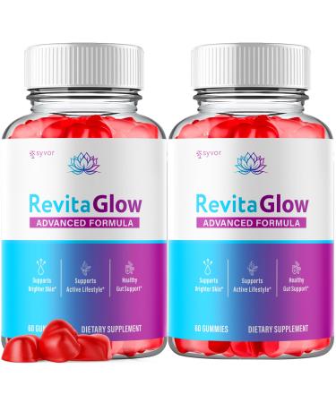 (2 Pack) RevitaGlow Gummies Official Revita Glow Gummys with Apple Cider Vinegar Advanced Skin Health Support Supplement with Premium Beauty Vitamins Revitaglow Women's Health (120 Gummies)