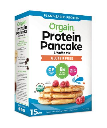 Orgain Protein Pancake & Waffle Mix, Gluten Free - Made with Organic Rice Flour, 8g of Plant Based Protein, Made without Dairy & Soy, Non-GMO, 15 Oz Gluten Free 15 Ounce (Pack of 1)